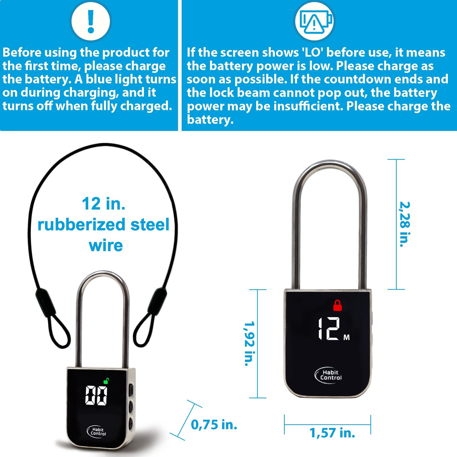 Metal Timer Lock - Padlock for Kitchen Cabinets, Timed Out Keyless Pad Lock, ...