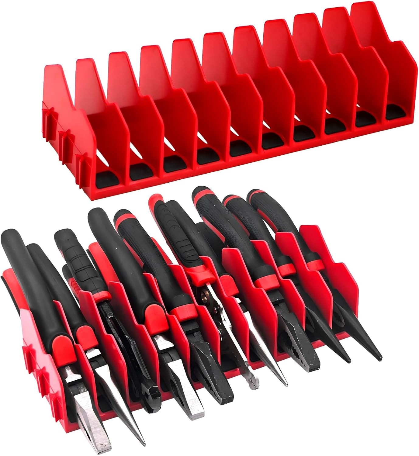 10-Slot Heavy Duty Plastic Tool Pliers Organizer Rack 2-Pack 20 Slots