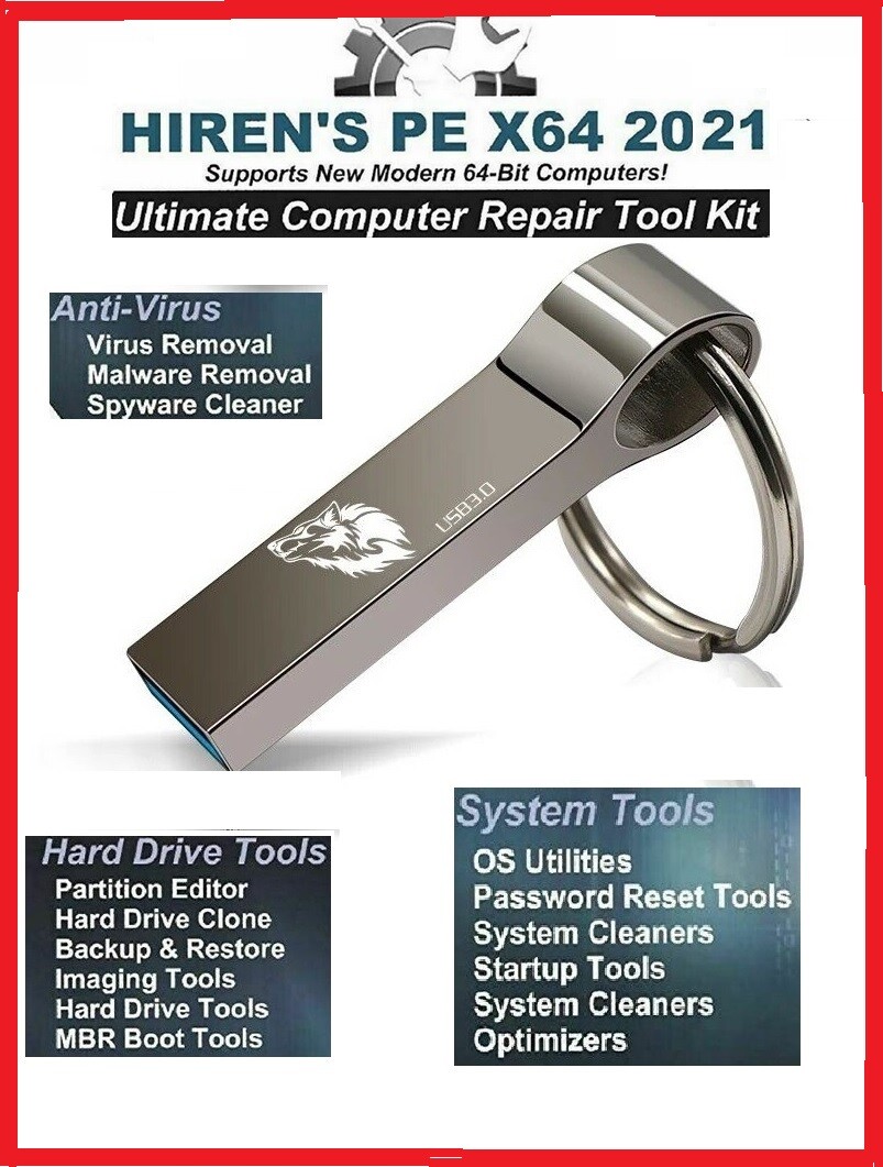 ✅ HIREN'S BOOT USB FIX REPAIR, THE LATEST VERSION FOR WINDOWS 10, XP, 7, 8, 8.1✅