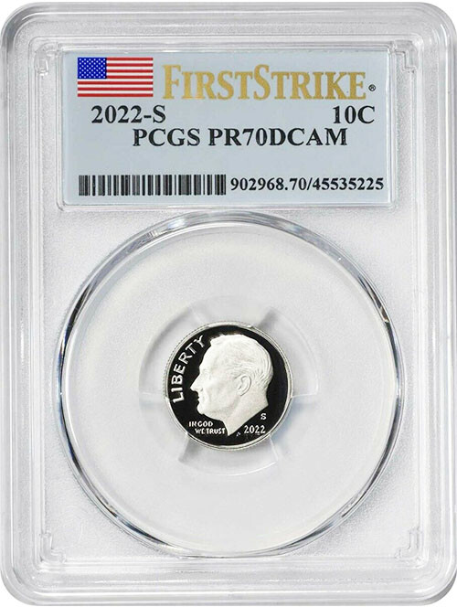 2022 S Clad Proof Roosevelt Dime PCGS PR 70 DCAM First Strike Label