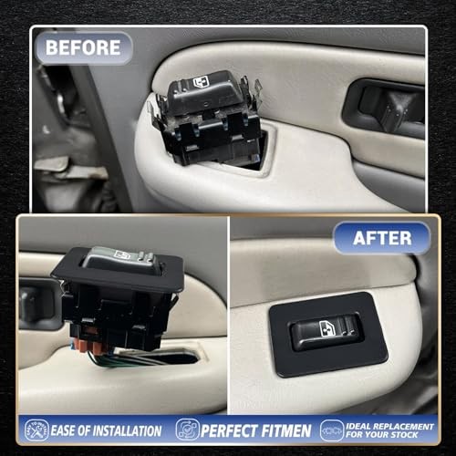 2PCS Rear Power Window Switch for Silverado for Escalade 2000-2002（2PCS Black)
