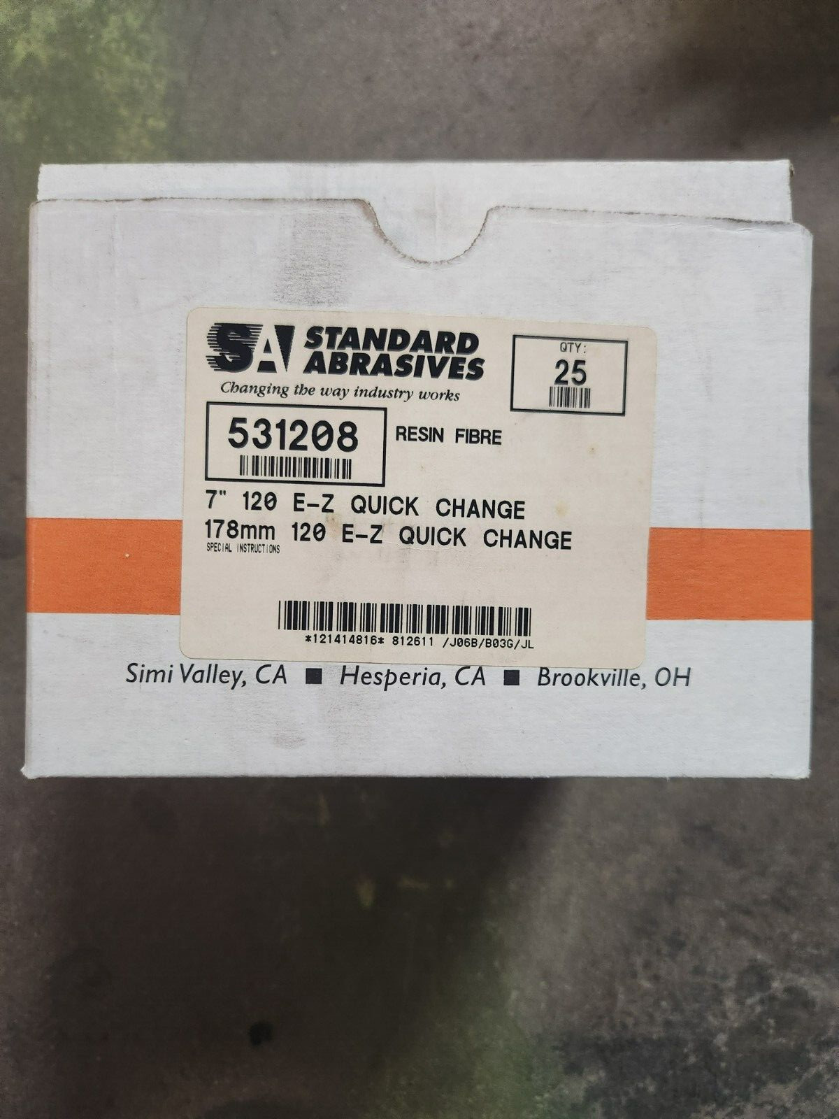 STANDARD ABRASIVES 531208 A/O QUICK CHANGE, 7", 120 GRIT, FIBRE DISCS, 25/BOX