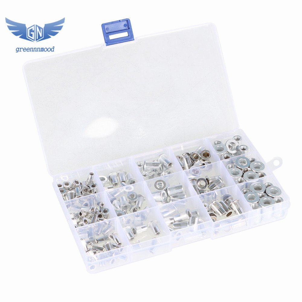 150 Pack Aluminum Rivet Nut Kit Rivnut Nutsert Standard Inch SAE Imperial
