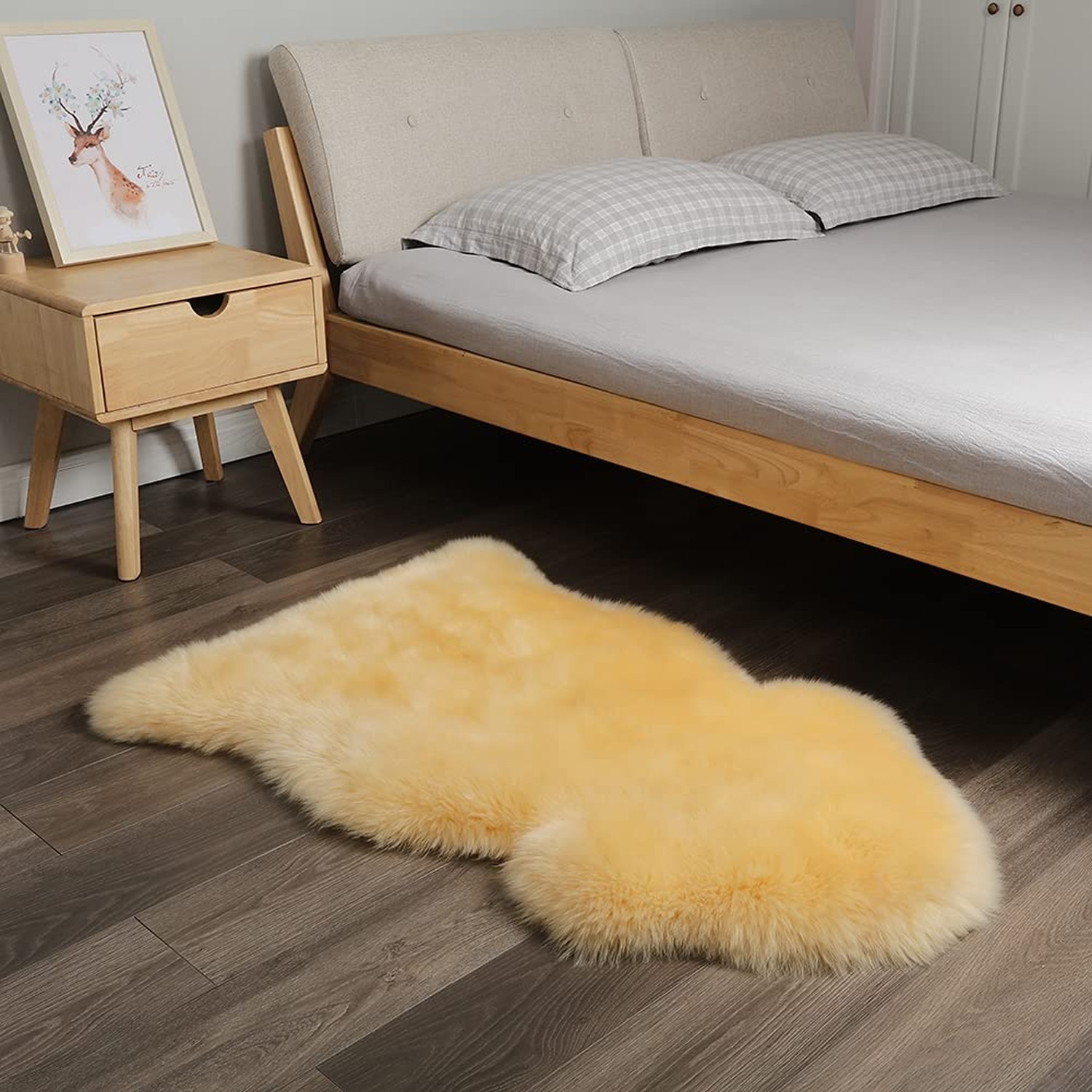 AOGELAN Premium Genuine Sheepskin Rug, Genuine Sheepskin Natural Fluffy Fuzzy...