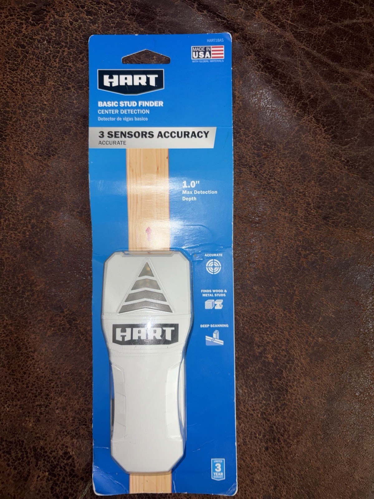 HART BASIC STUD FINDER 3-Sensors 1.0" DETECTION DEPTH DEEP SCAN Wood Metal Studs