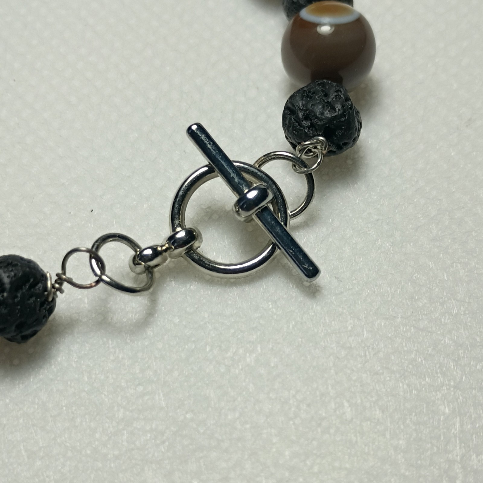 Multicolor Agate & Lava Rock Beaded Bracelet, Round Beads