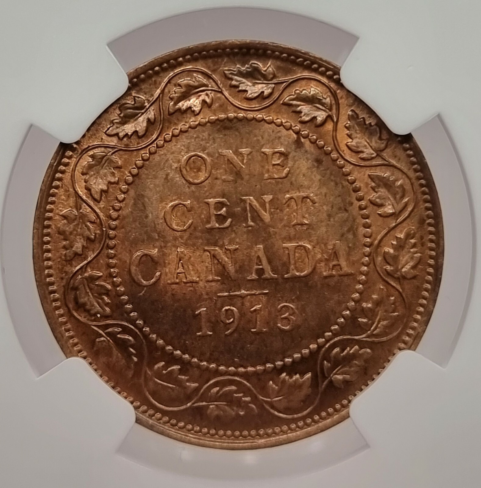 Canada 1 Cent 1913 UNC KGV coin NGC MS 62 BN