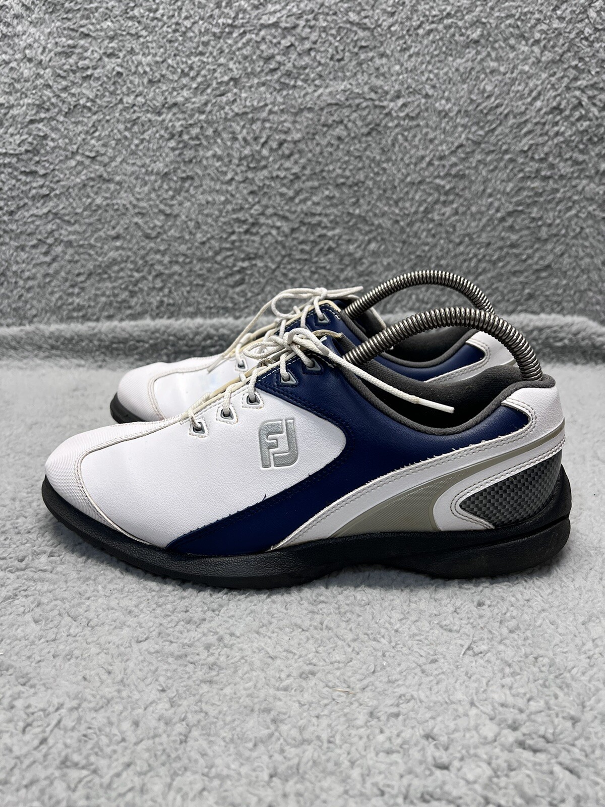 FootJoy Sport LT Men's 9M Golf Shoes White Blue 58053 Lace Up Soft Spike FJ