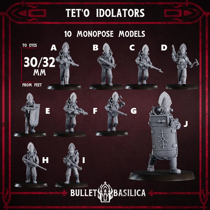 Tet`o Idolators Squad - 28mm Heroic Disciple of Tet'o - Resin Tabletop Miniature
