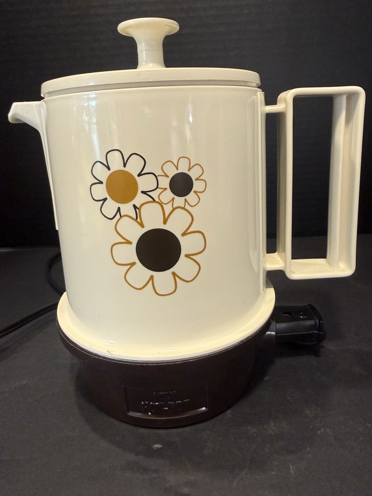 Vintage Regal Poly Hot Pot Electric Kettle 5 Cup Daisies Works 1970s