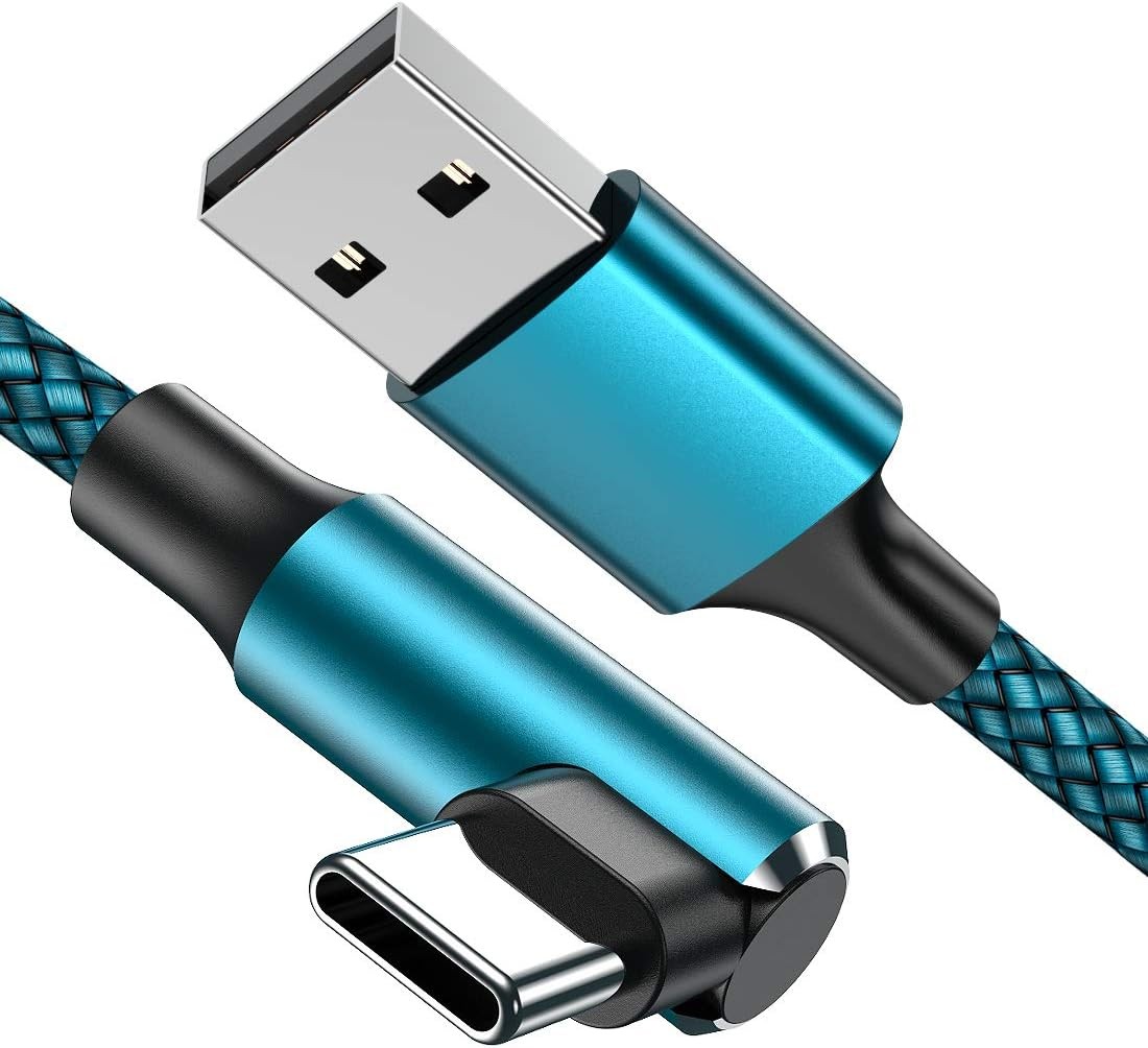Type C Cable 90 Degrees Right Angle [3-Pack 10ft] Nylon Braided USB A to USB C