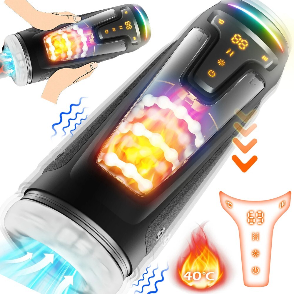 Male Masturbaters Automatic HandsFree Thrusting Cup Heating Stroker Lubricants