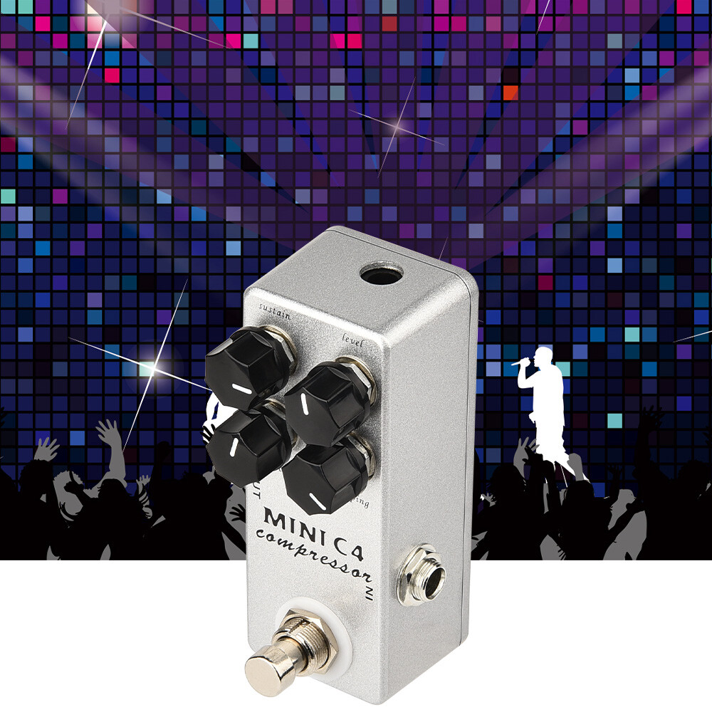 MOSKY Guitar Compressor Effect Pedal Rotate Sustain Attack Level Clipping Knobs