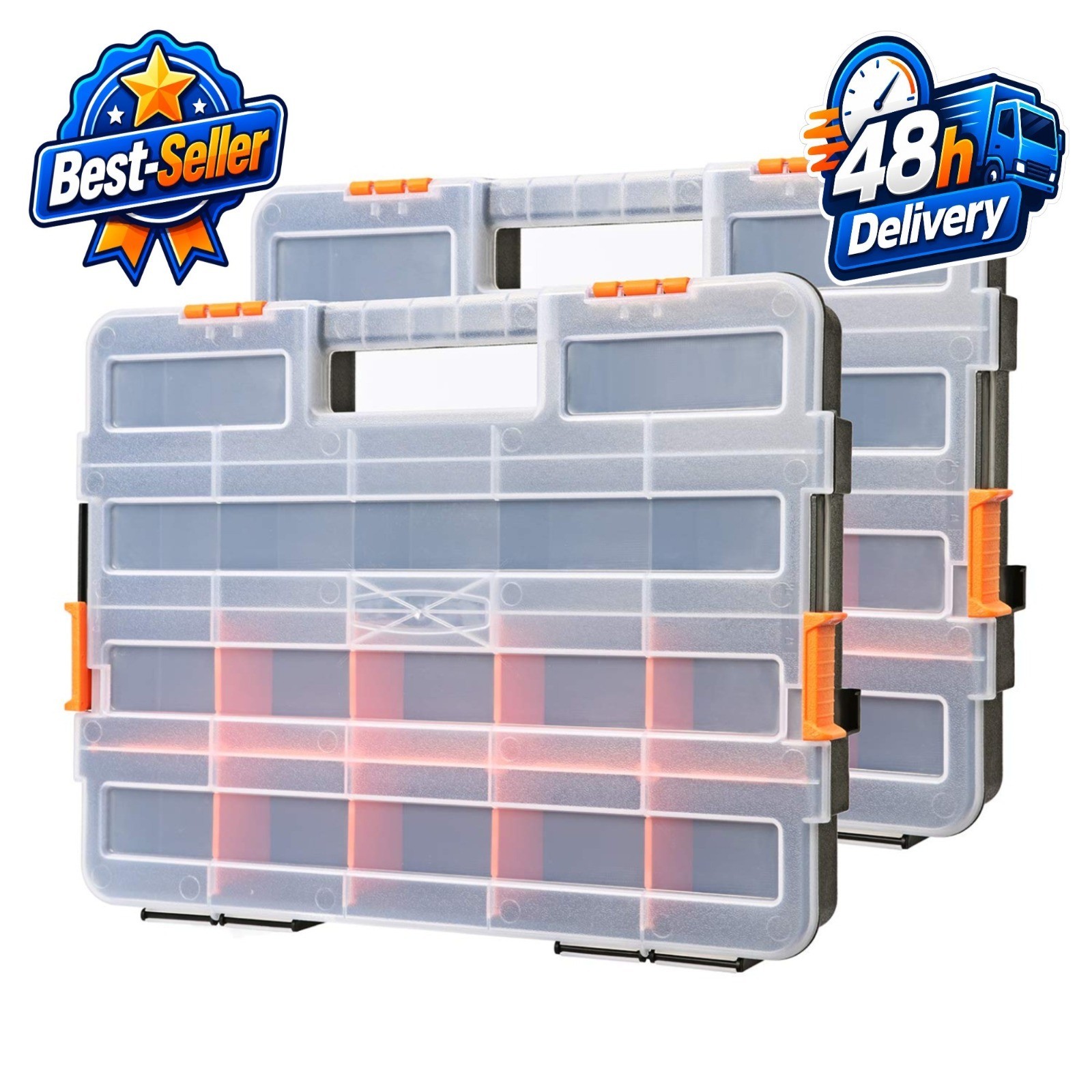 CASOMAN Tool Box Organizer - Interlocking Small Parts Organizer (2 Pack)