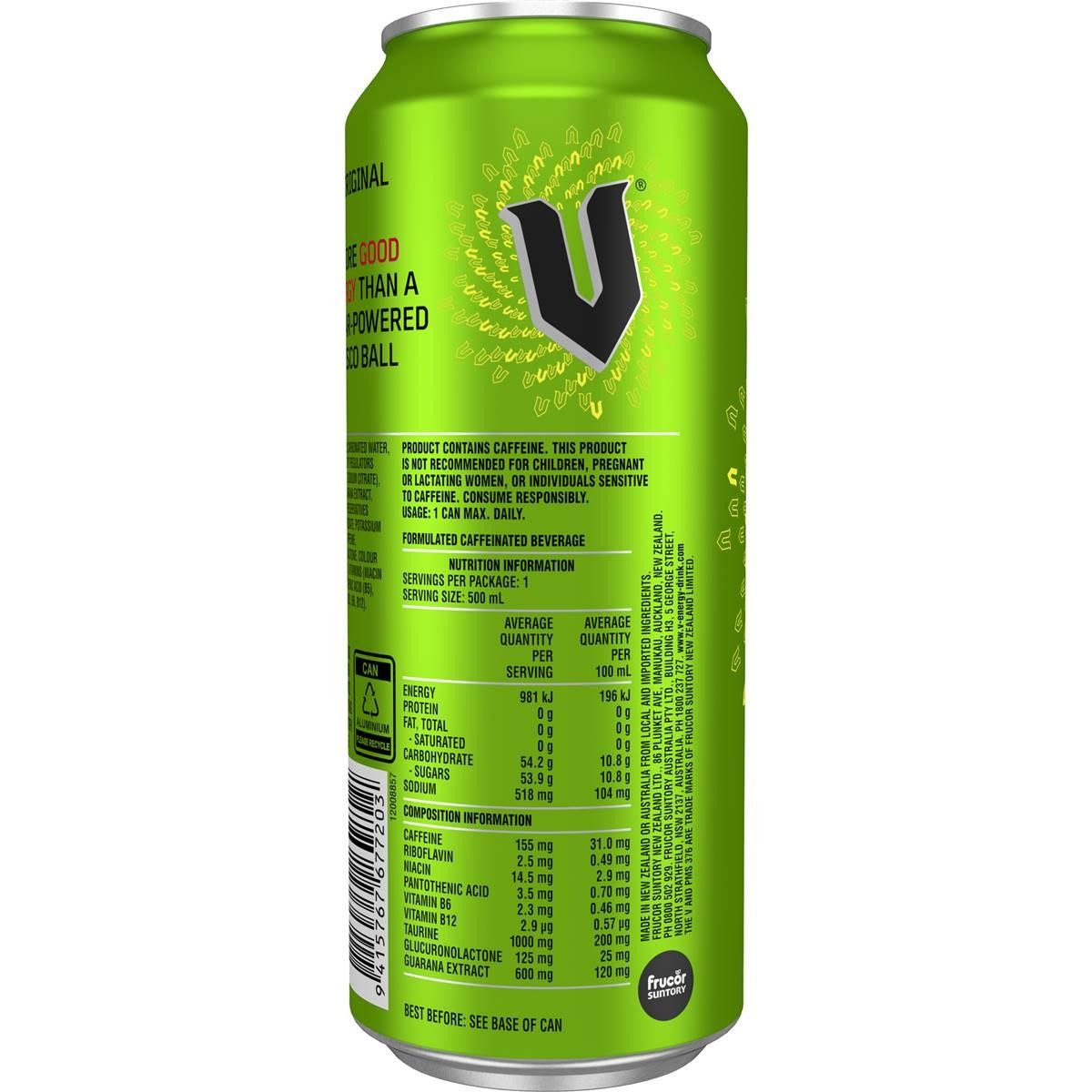 V Original Guarana Energy Drink Can 500ml