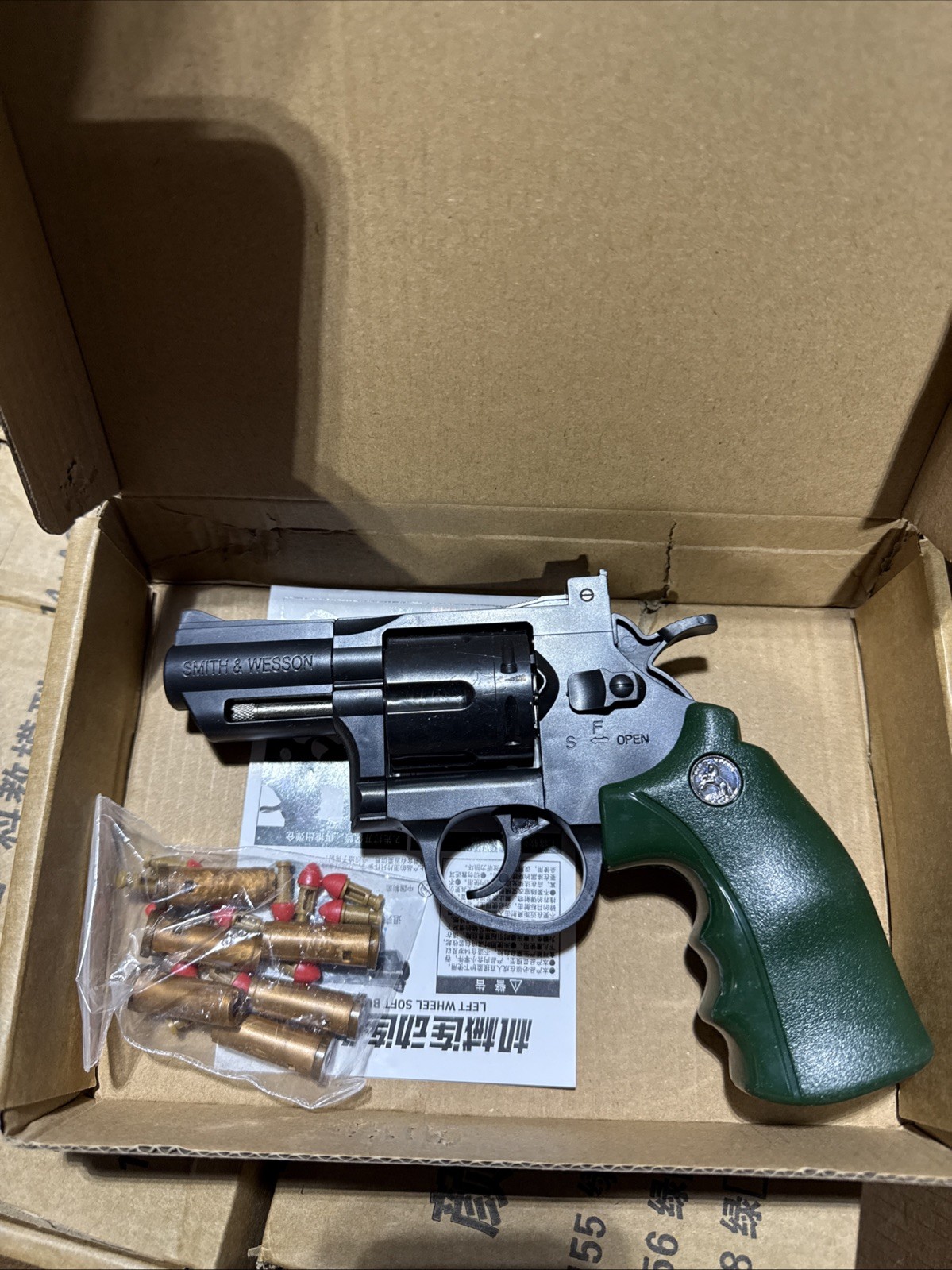 Toy Revolver, EVA Soft Bullets Cap Gun Revolver Guns Dark Green -- Stubby 357