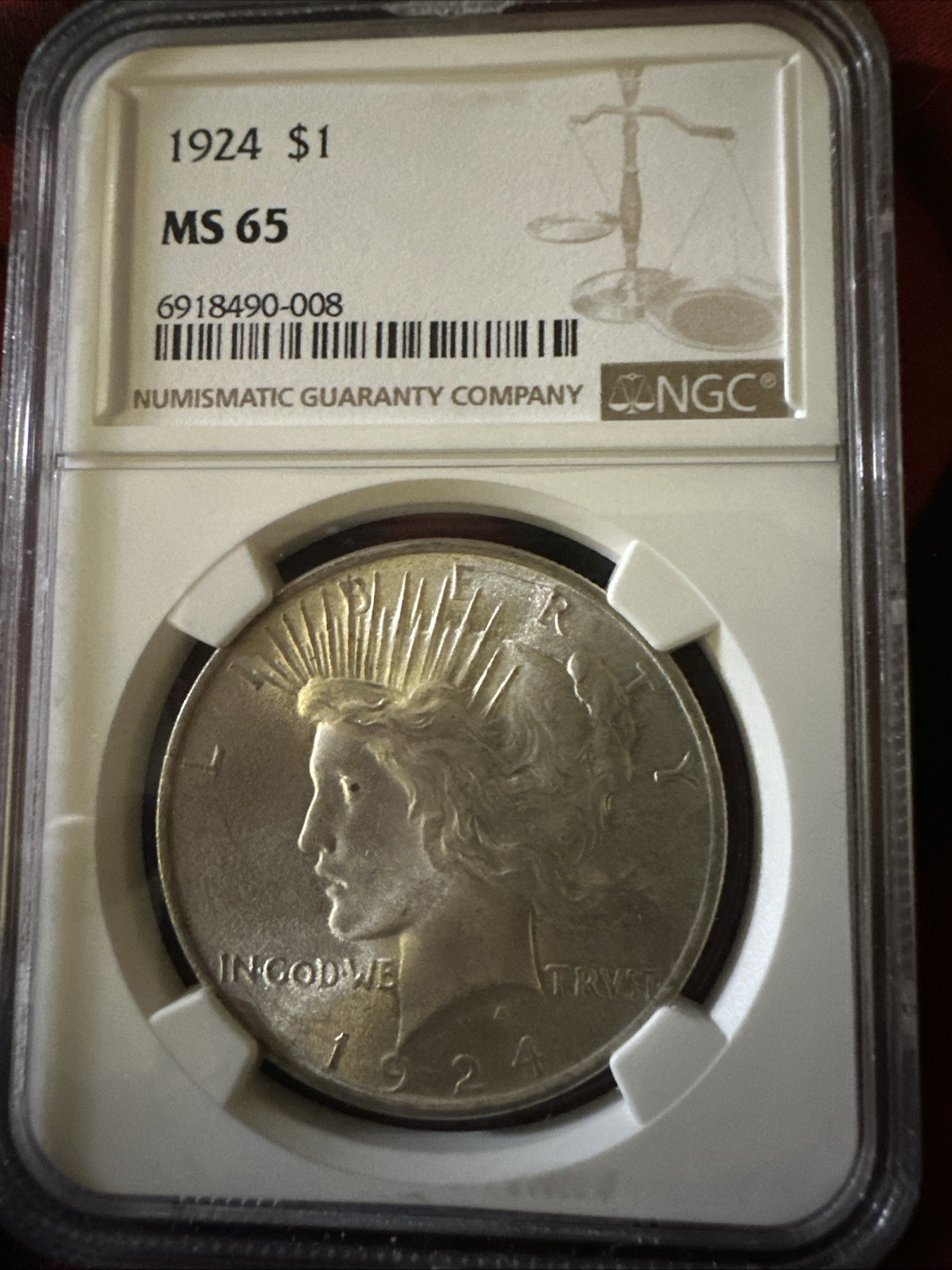 1924 Peace Dollar CERTIFIED NGC MS 65 Silver Dollar
