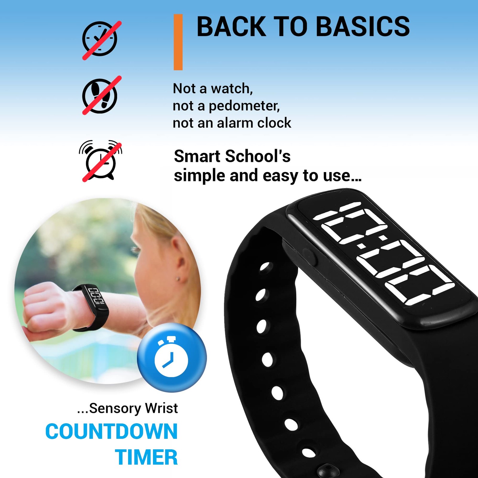 Sensory Wrist Timer for , Teachers, Students, Simple Reminder with Silent Ala...