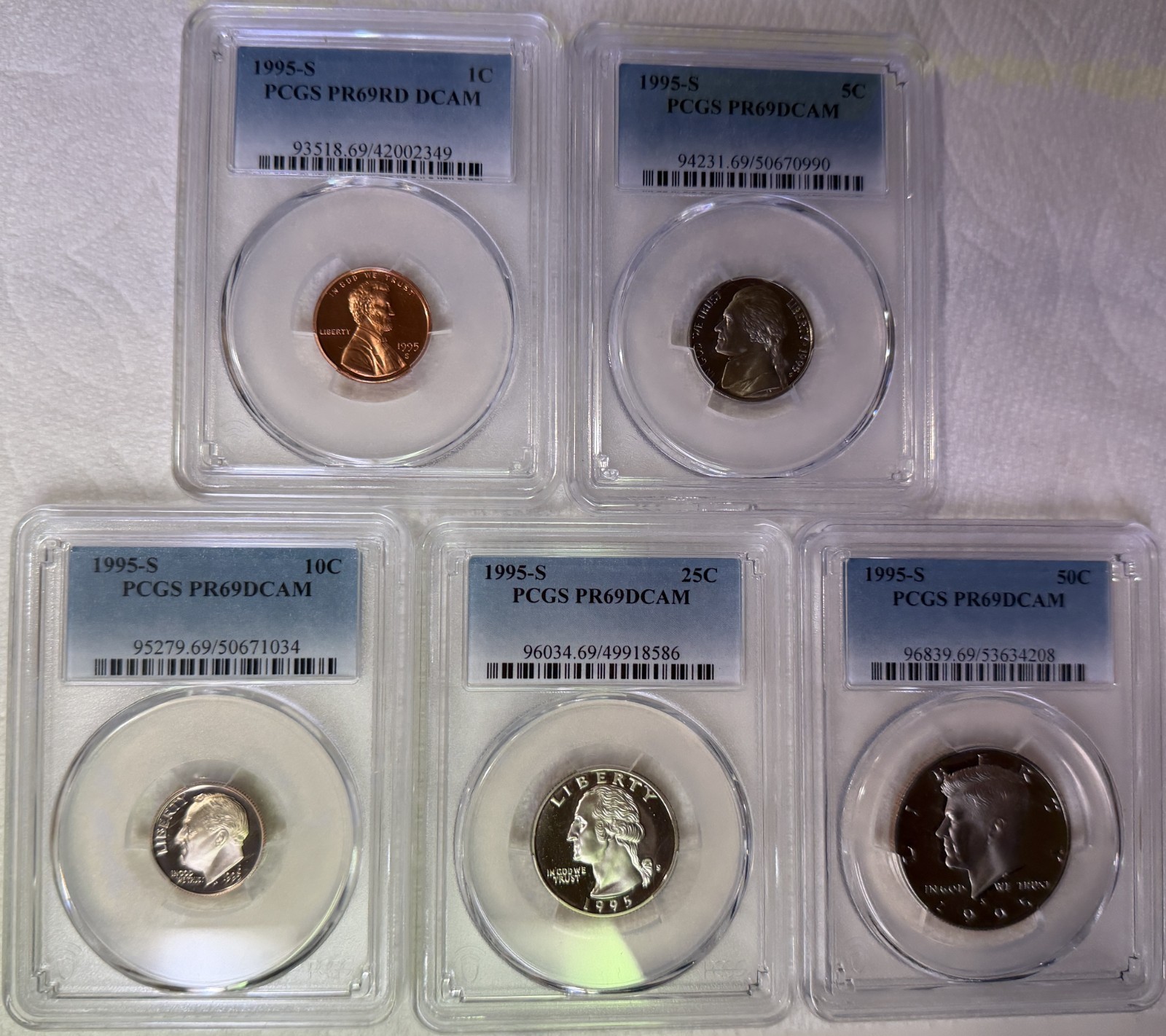 ⭒ 1995-S Clad Proof (5) Coin Set - PCGS PR69DCAM