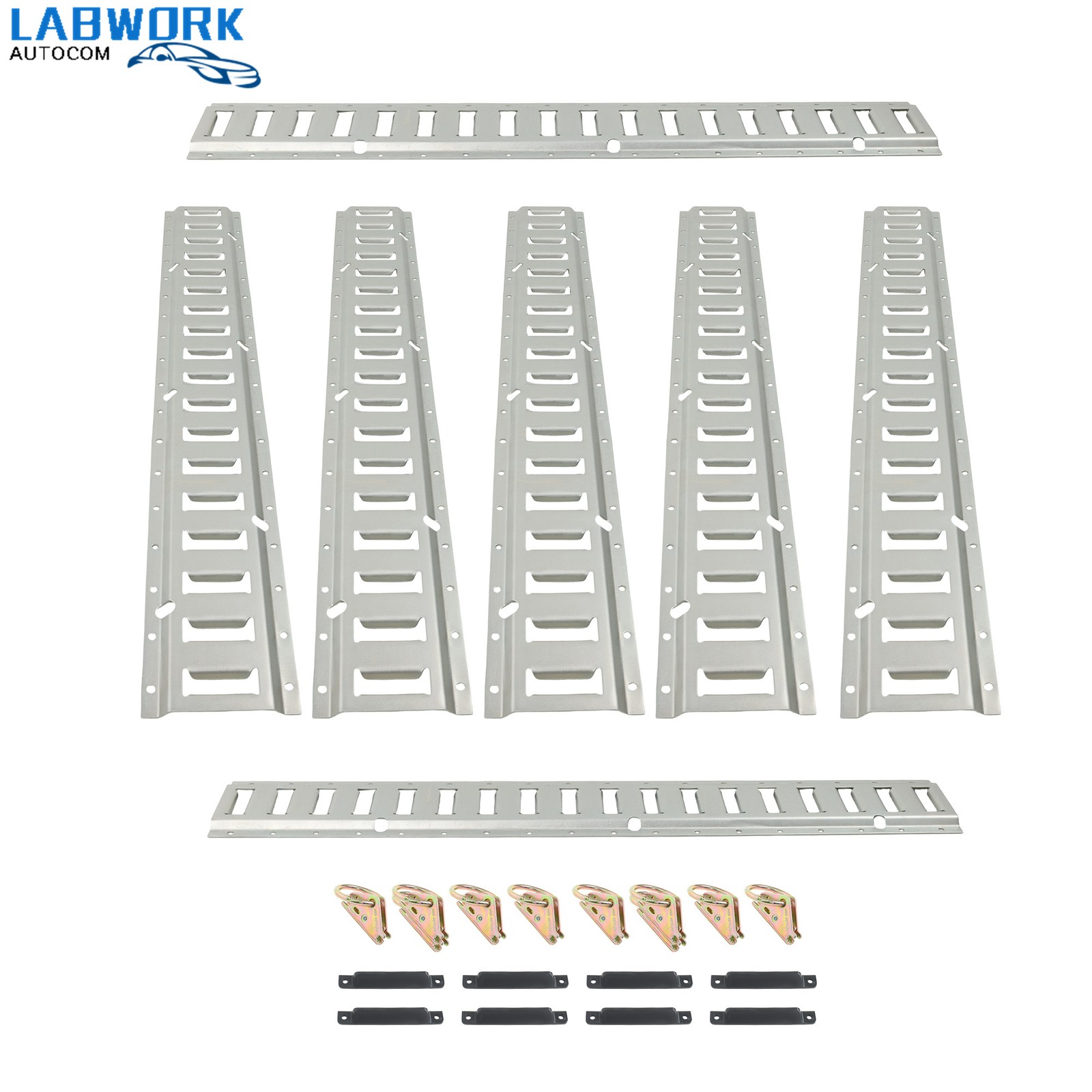 24 Piece 3' Galvanized E Track Rail Set Silver Finish W/ O Ring End Caps For Van