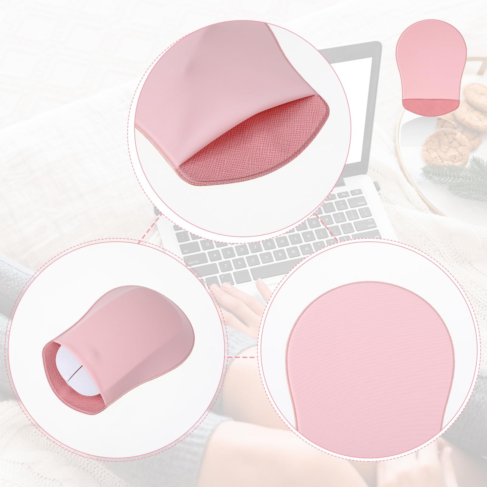 Universal StickOn Mouse Pouch For Laptop Reusable Adhesive Spandex Pink