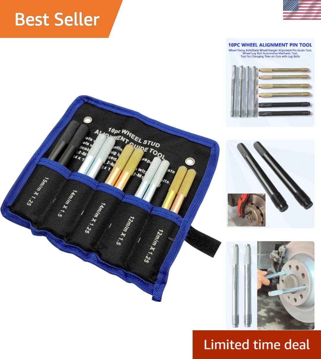 10PC Wheel Alignment Pin,Wheel Fixing Bolts Black Wheel Hanger Alignment Pin ...