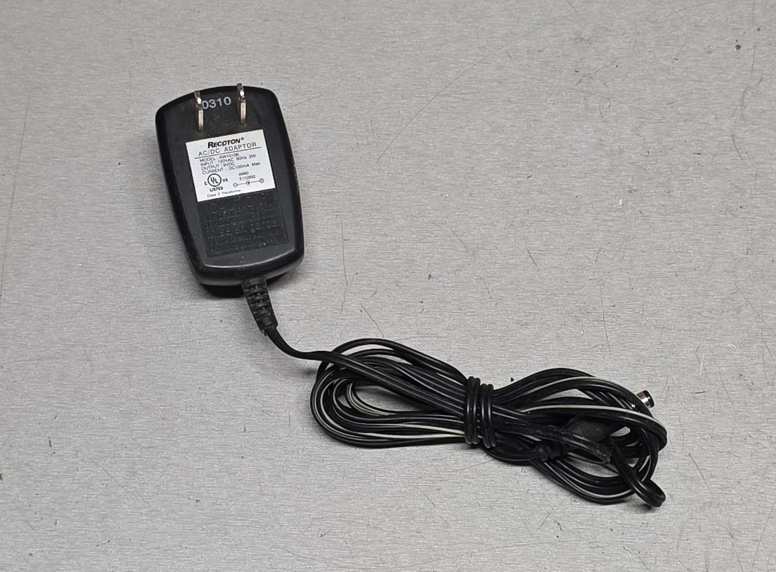 Recoton KW10106 AC/DC Adapter 9VDC 100mA Power Supply Wall Plug