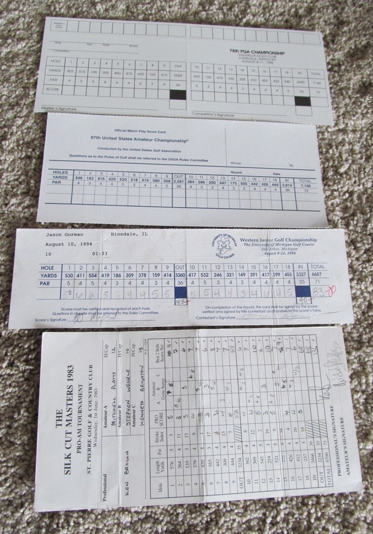 6 USED & SIGNED & 2 UNUSED TOURNAMENT SCORECARDS
