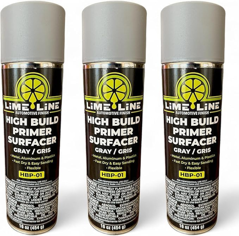 High Build Primer Surfacer - 1K Metal, 16oz Aerosol, 3 Pack