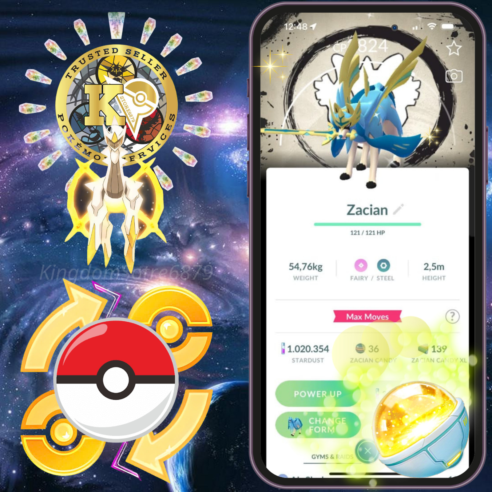 Pokémon —GO— Shiny Zacian Crowned — Background— GO Fest 2026—P.T.C—TRADE—Digital