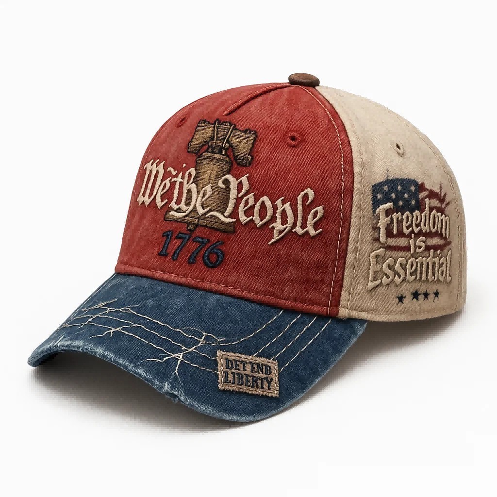 "We the People 1776" Embroidery Cap - American Patriot Vintage Washed Cotton Hat