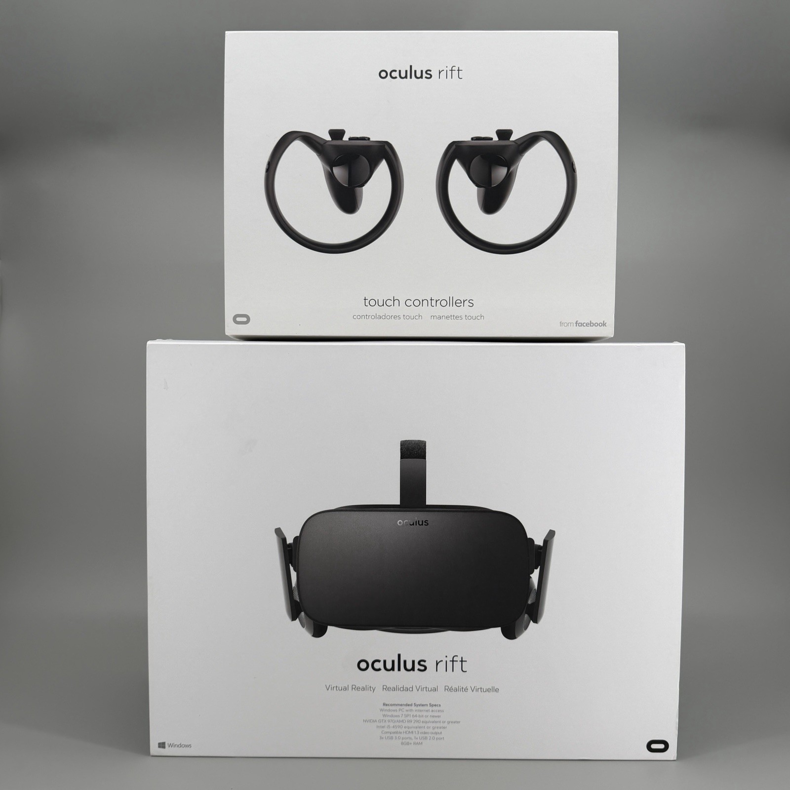 Oculus Rift CV1 VR Headset + Touch Controllers Open Box Never Used Complete Set