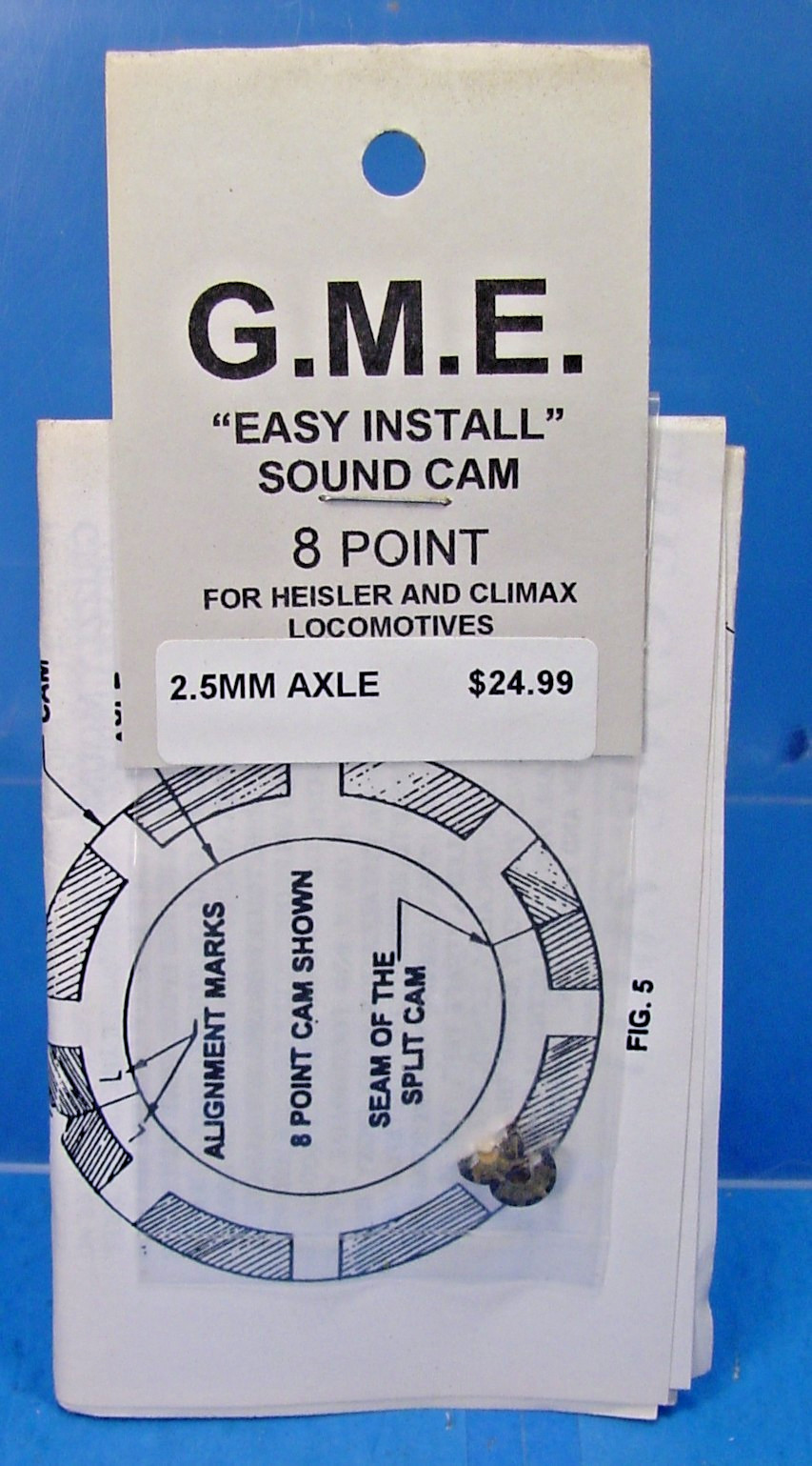 G.M.E. SOUND CAM 2.5mm AXLE 8 POINT FOR STEAM LOCO PFM PBL DCC HO, HOn3,Sn3,On30