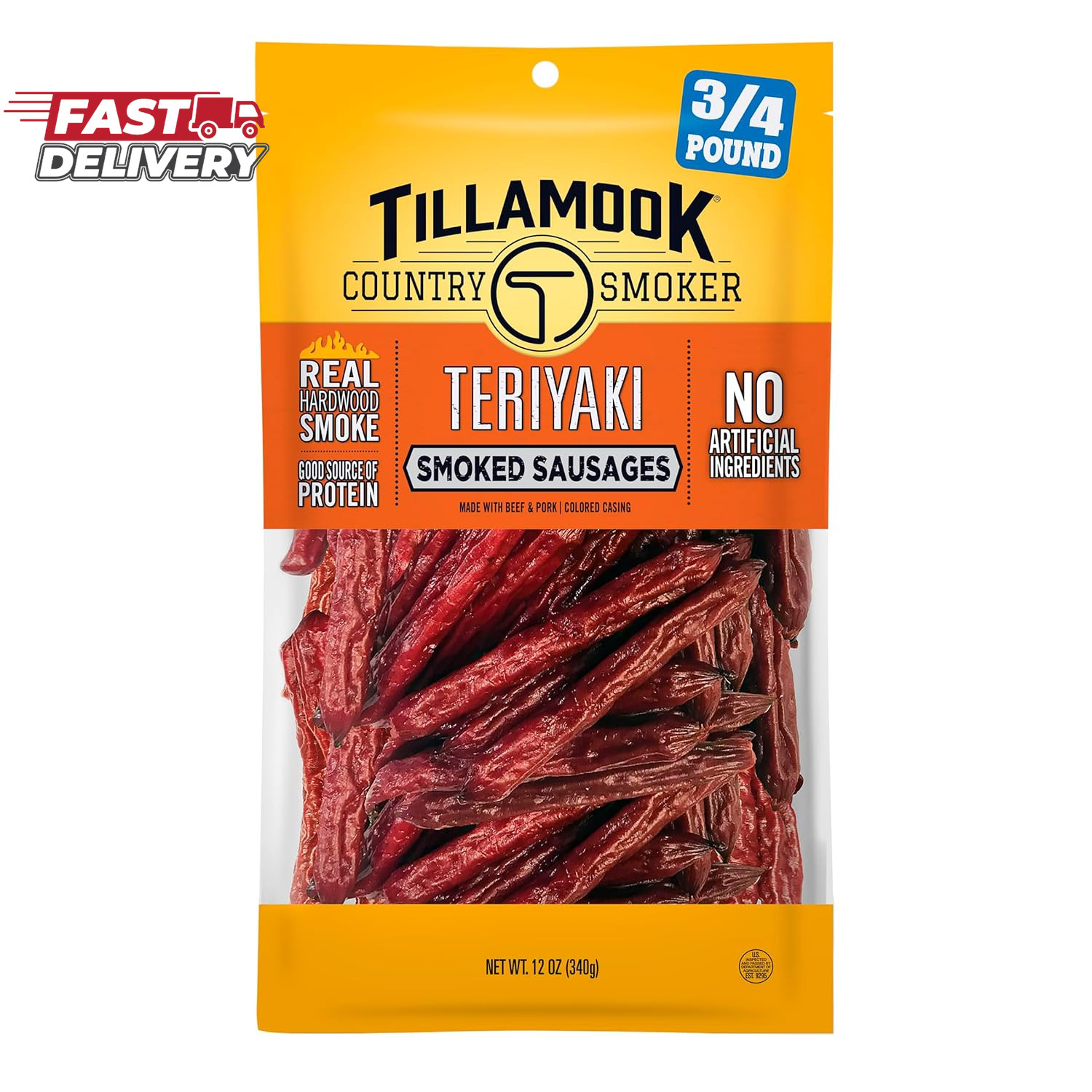 Tillamook Country Smoker Real Hardwood Smoked Sausages, Teriyaki, 12 Ounce