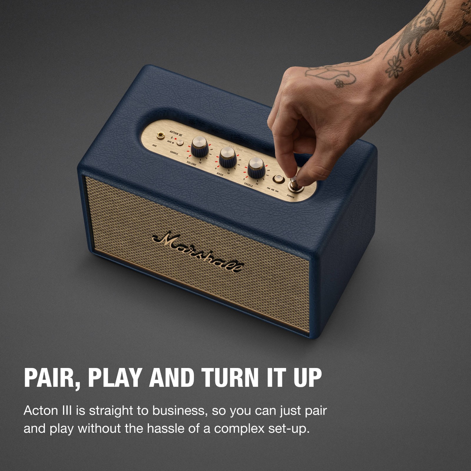 Marshall Acton III Bluetooth Speaker System (Midnight Blue)