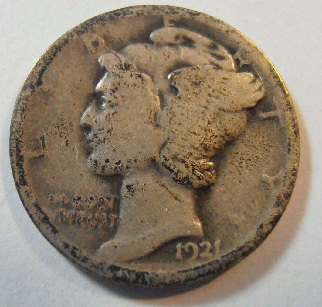 1921 P Mercury Silver Dime SEMI-KEY DATE (21PFN1) FREE SHIPPING