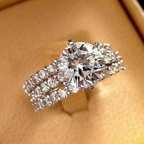 3.10 Ct Round Cut Lab-Created White Diamond Wedding Ring Set 925 Sterling Silver