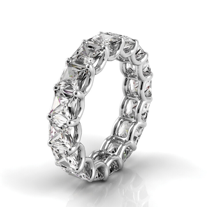 3ctw Princess Diamond U-Prong Set Eternity Band 14K White Gold (F-G/VS2)