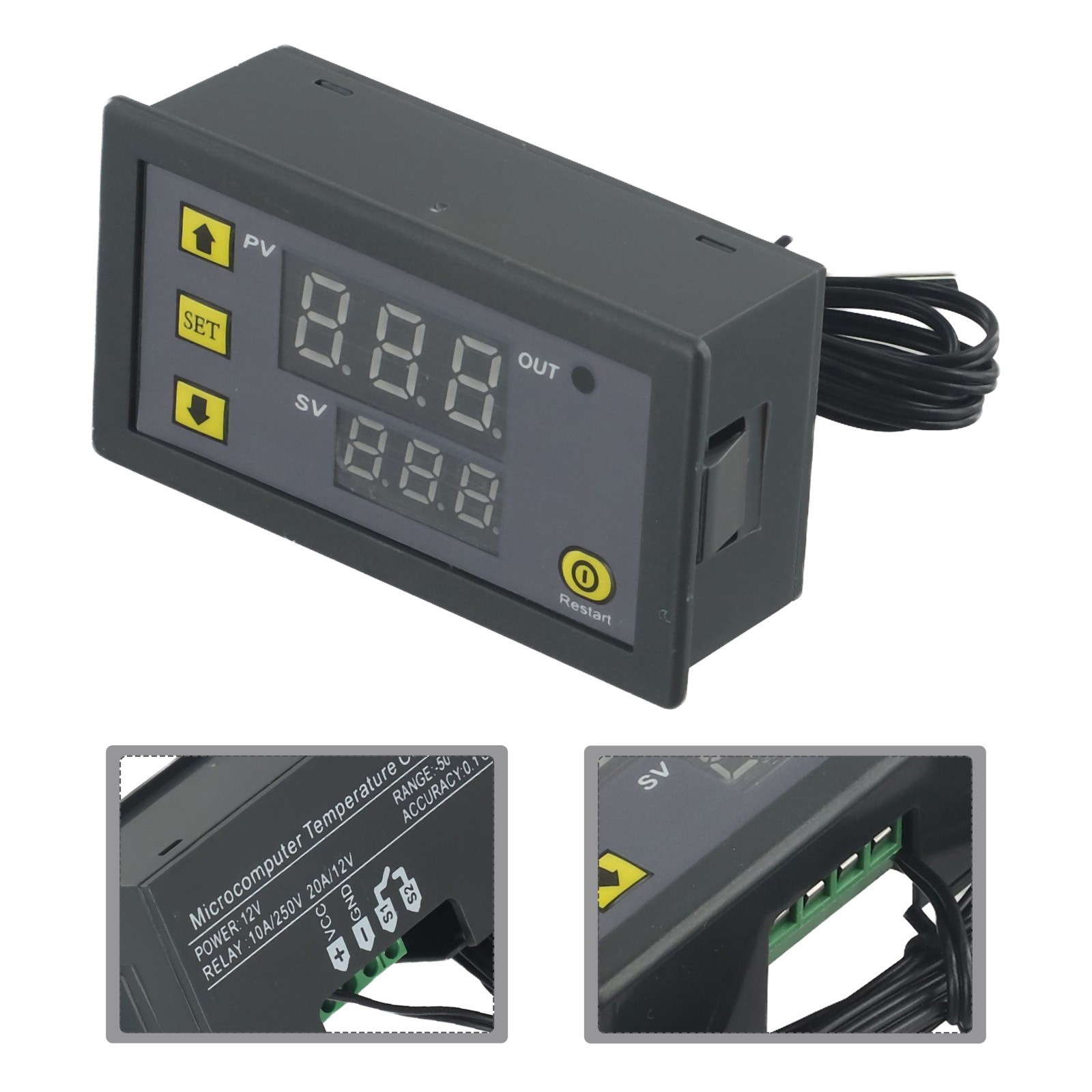 20A Digital Temperature Controller Thermostat Meter Temp Sensor Switch Red+Blue