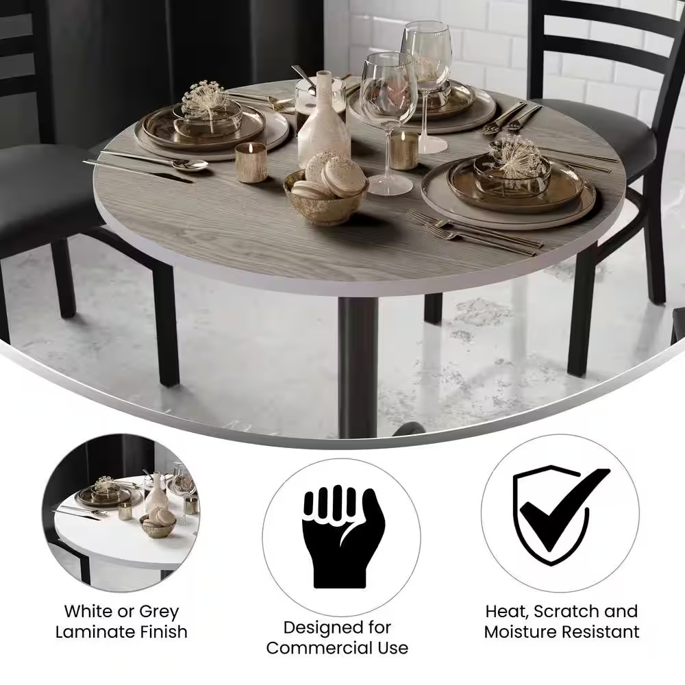 36 In. White/Gray round Table Top Only