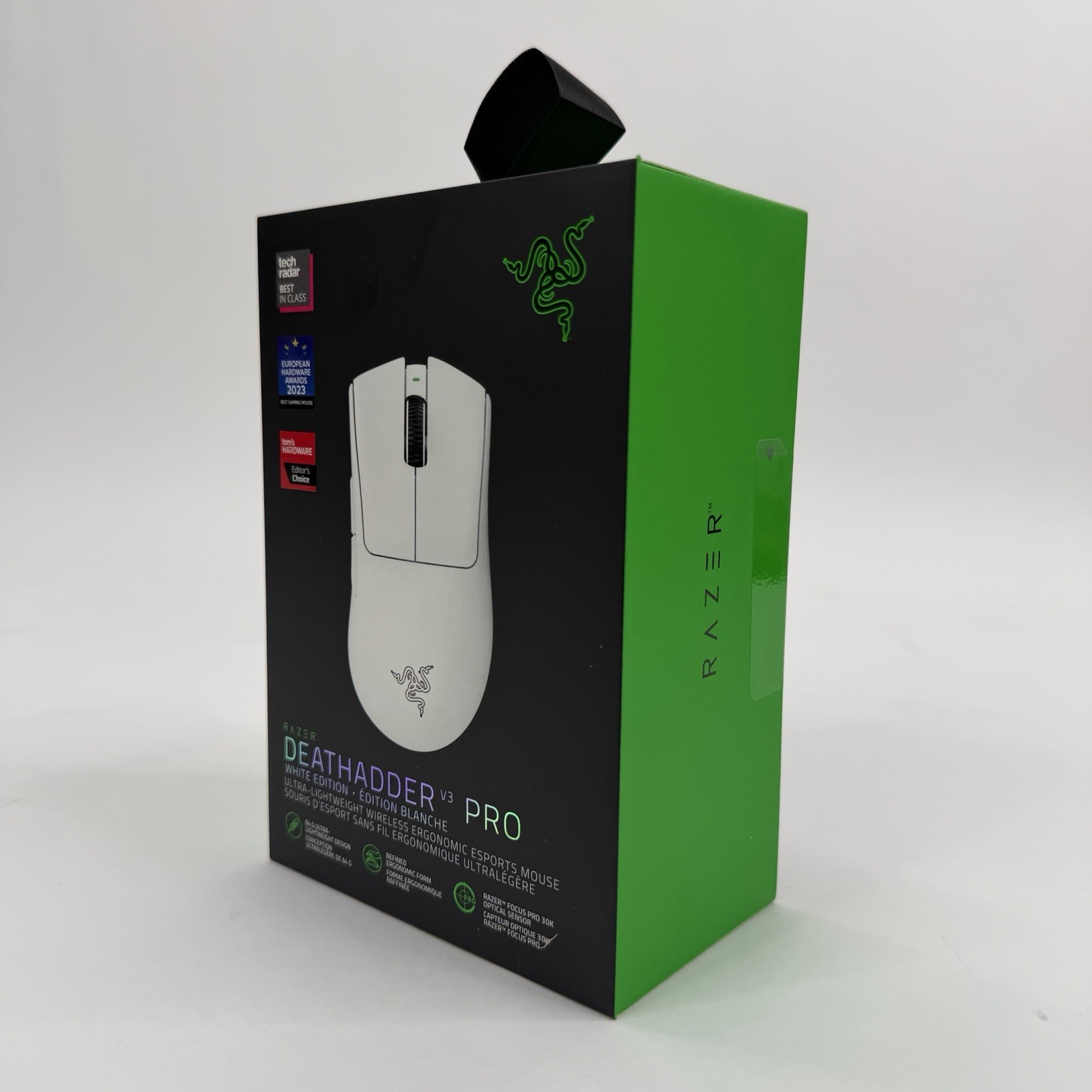 Razer DeathAdder V3 Pro Wireless Gaming Mouse, Fast Optical Switches (White)