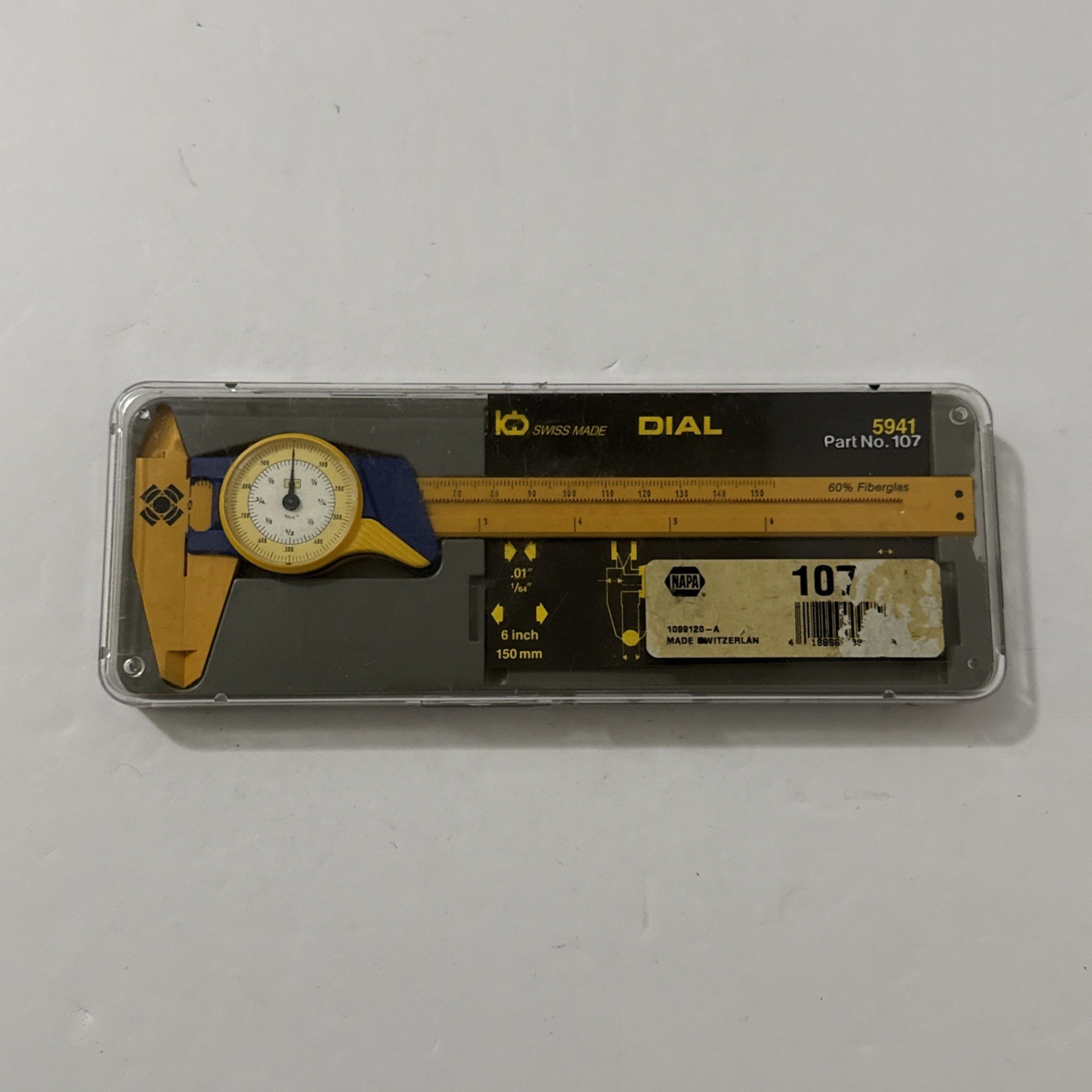 Vintage KD Swiss Made Dial Caliper 6” 150mm Model 5941 NAPA w/ Case GREAT COND.