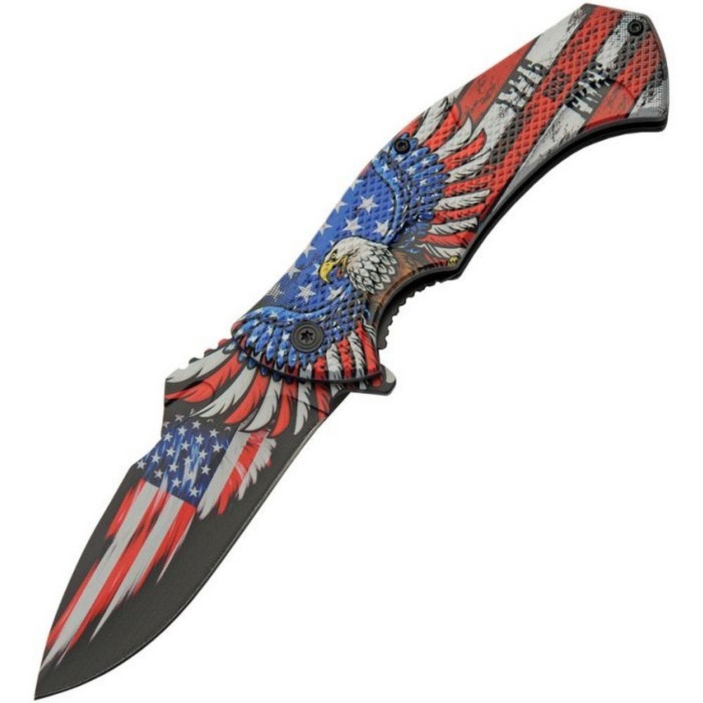 Flag Liner Lock A/O Folding Knife Stainless Steel Blade ABS Handle - 300593-EG