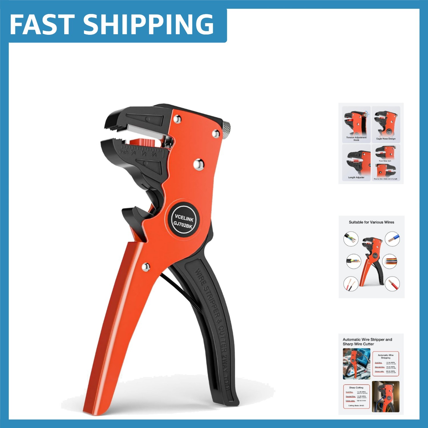 Self-Adjusting Wire Stripper with Pressure Control for Professionals on the Go