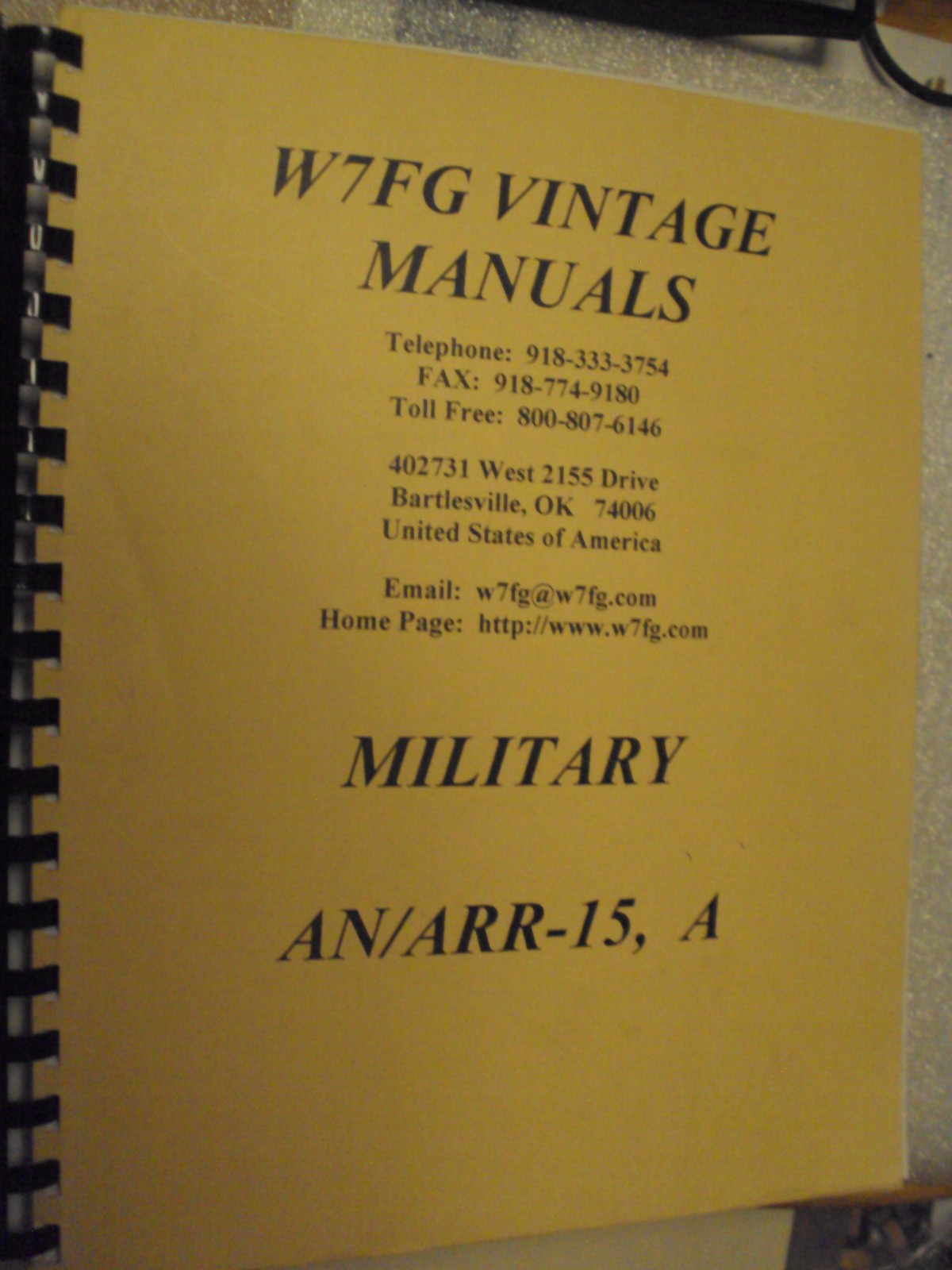 Manual: AN/ARR-15 ,A; Maintenance Instructions Handbook; W7FG quality reprint