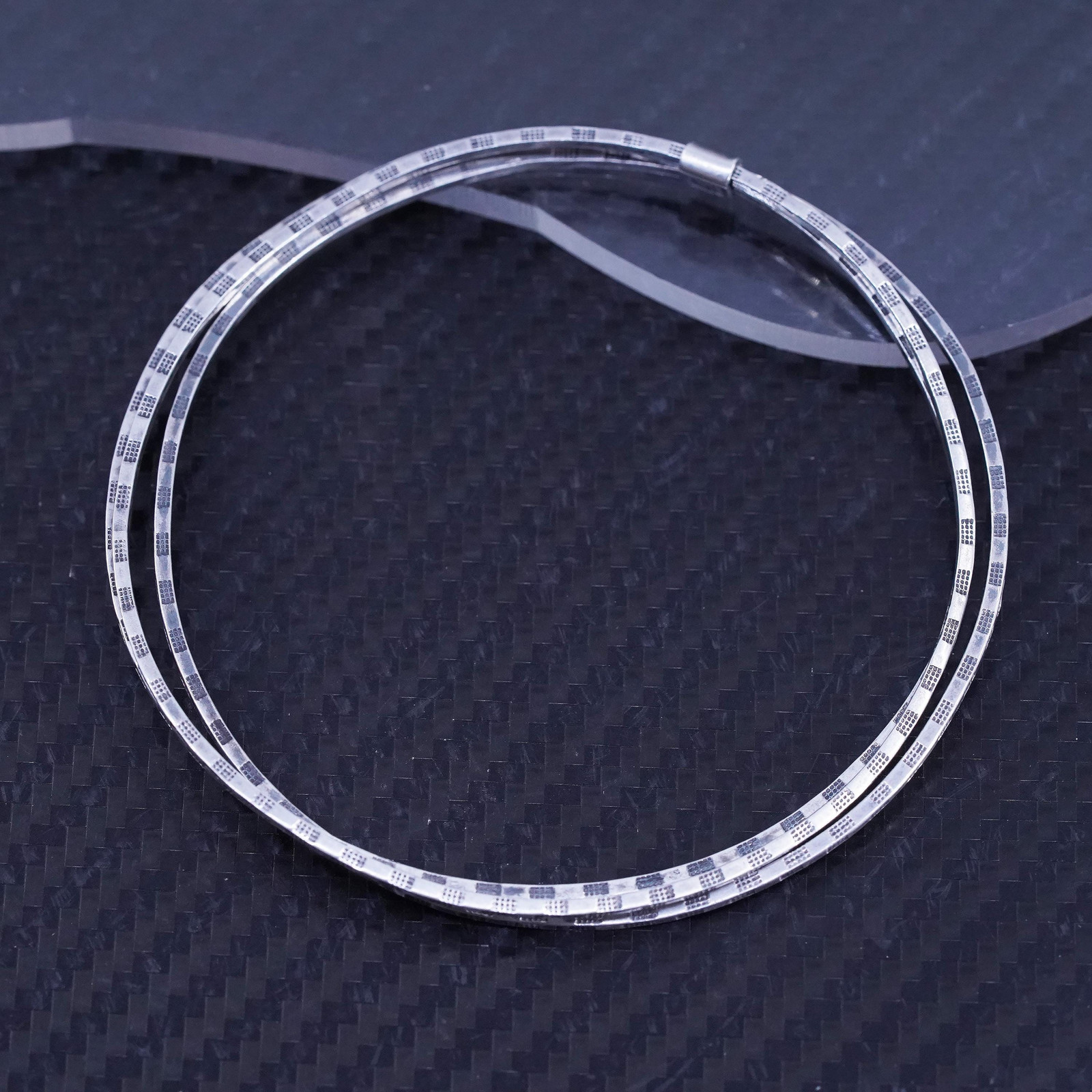 7.75”, sterling silver 925 handmade textured multi strands bangle, bracelet