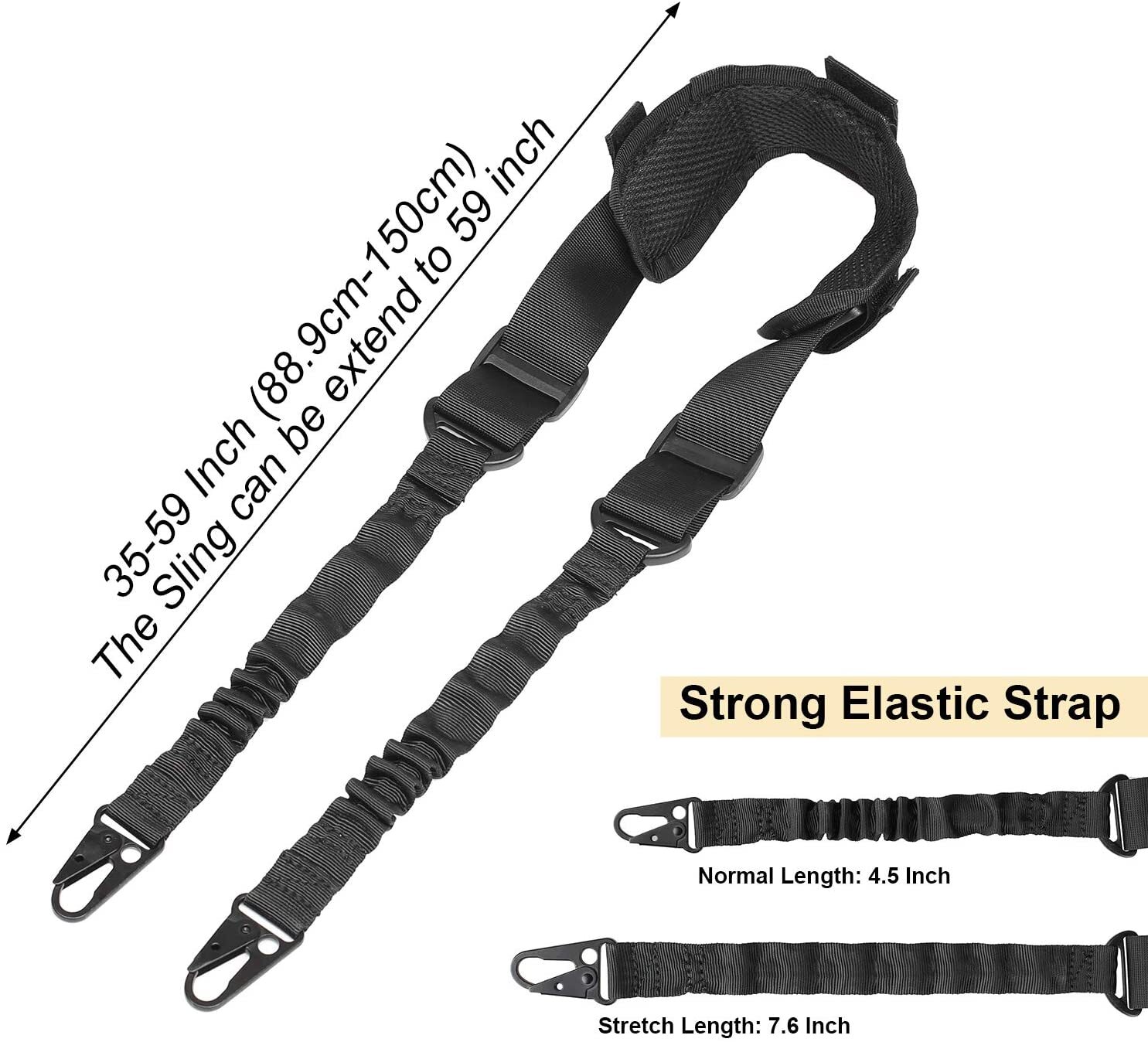 Tactical 2 Point Sling Strap Shoulder Padded /2Pcs M-LOK QD Swivel Mount /D Ring