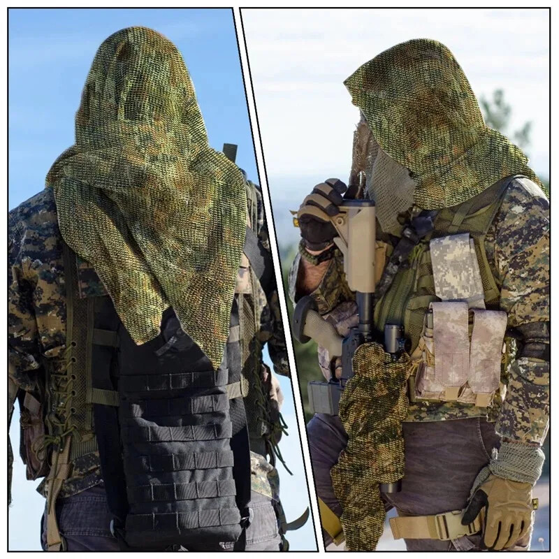 Camouflage Netting Tactical Mesh Net Camo Scarf Sports Hunting Mesh Hiking Scarv