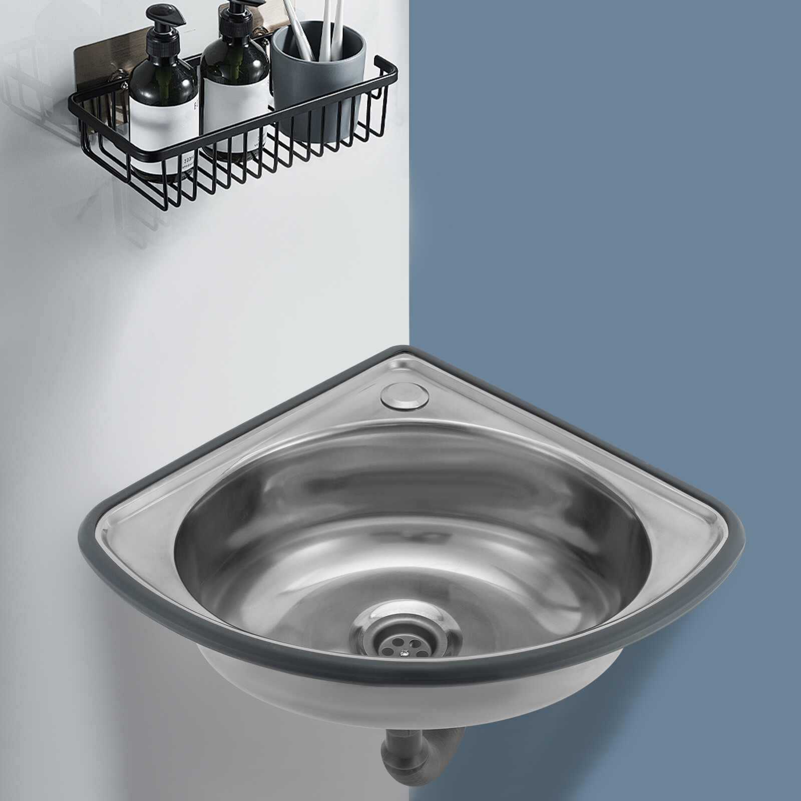 Corner Narrow Sink Stainless Steel Bar Sink RV Triangle Kitchen Bathroom Sink