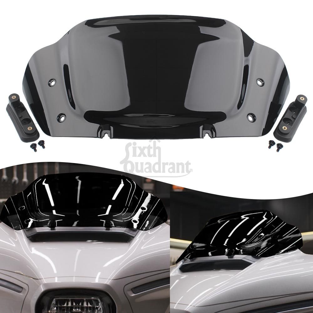 Black 10" Windshield Windscreen w/Bracket for Harley Street Glide FLHX 2024-2026